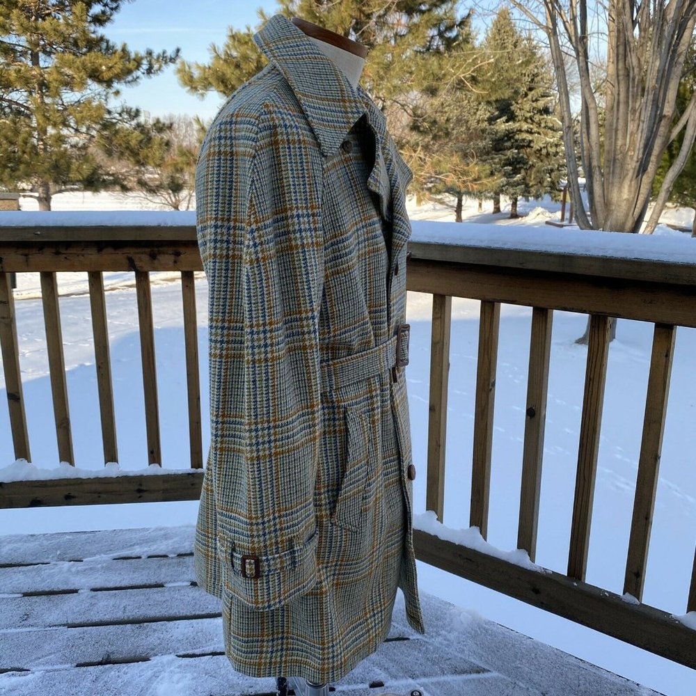 Vtg 70s Sir Jac Crest of Outerwear Plaid Coat - Picture 4 of 12